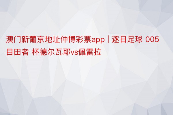 澳门新葡京地址仲博彩票app | 逐日足球 005目田者 杯德尔瓦耶vs佩雷拉