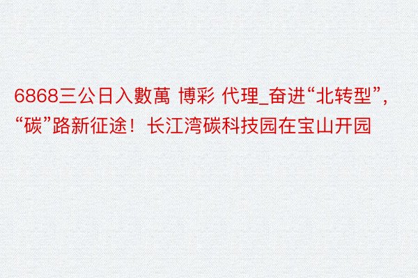 6868三公日入數萬 博彩 代理_奋进“北转型”，“碳”路新征途！长江湾碳科技园